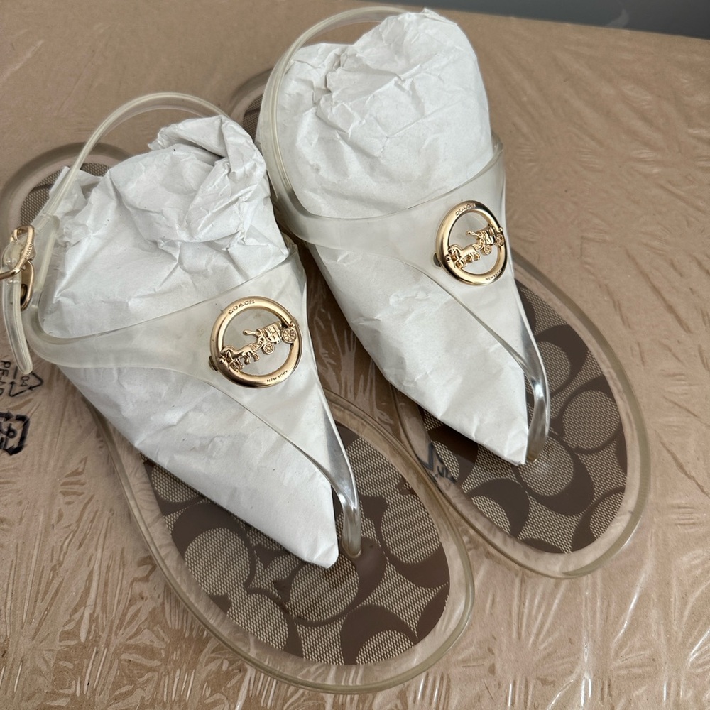 Coach Nicolle gold clear Sandals